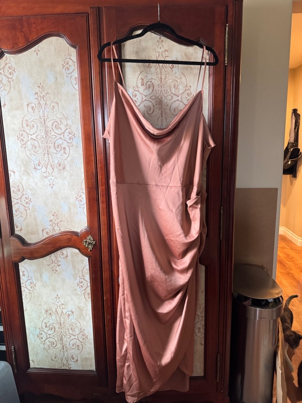 SHEIN Blush Pink Satin Cowl Slip Dress